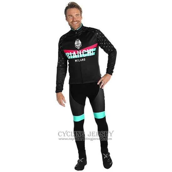 2019 Cycling Jersey Bianchi Milano Pb Black Red Long Sleeve And Bib Tight